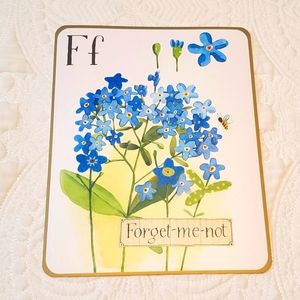 4 for $25! Letter F Forget-me-not Card with Bee